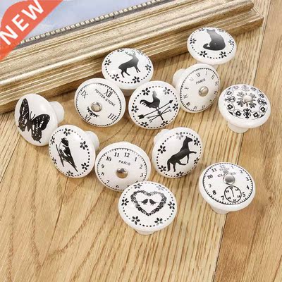 White Print Ceramic Door Knobs And Handles Furniture Drawer
