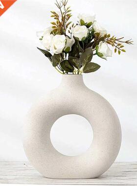 Nordic Circular Hollow Ceramic Vase Flower Home Decoration