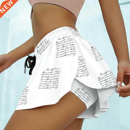 Women 2 In 1 Running Shorts Double-layer Sports High Waist L