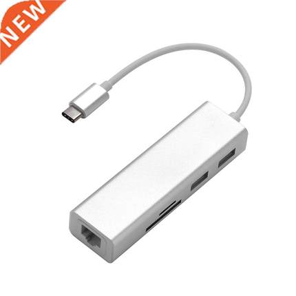 5 in 1 USB C Hub 3.0 Type-C Adapter Data Sync Card Reader RJ