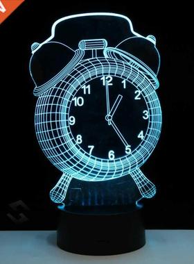 Alarm Clock Shape 3D Visual LED Night Lights for Kids 7 Colo