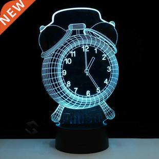 Alarm Clock Shape 3D Visual LED Night Lights for Kids 7 Colo