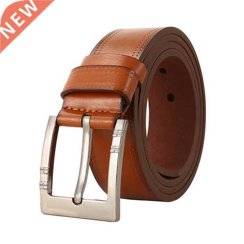 Men High Quality Leather Belt Luxury Designer Alloy Pin Buck