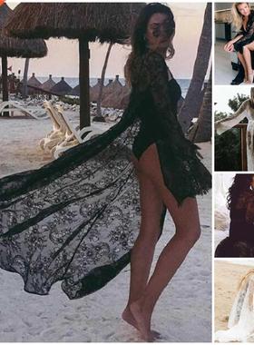 Women Croche Lace Bikini Cover Up Swimwear Beach Maxi Sarong