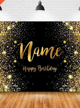 Custom Name Gd Glitter Birthday Party Banner Backgrounds B