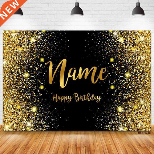 Custom Name Gd Glitter Birthday Party Banner Backgrounds B