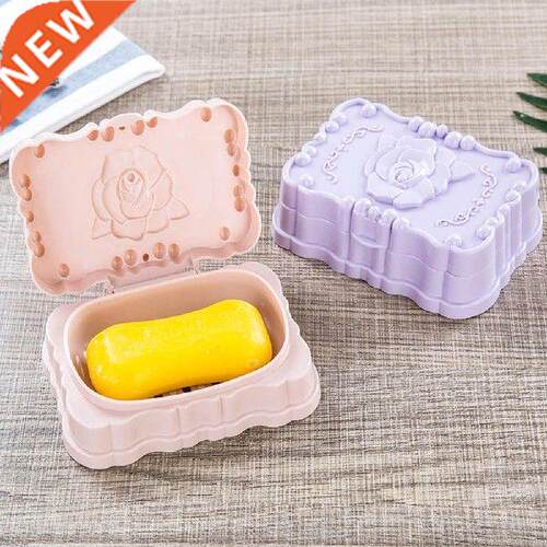 Rose Flower Soap Container Case With Cover Punch-free Soap