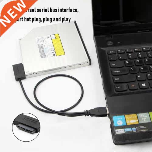 Black USB 2.0 to SATA Adapter Cable 6+7 Pin Converter 13Pin