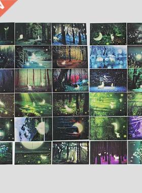 30pcs Vintage Luminous Postcard Glow In The Dark Forest Stre