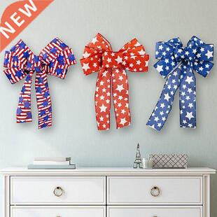 Independence Day Wreath Star/Car Print Big Bow-Knot
