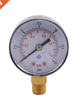 0~1bar 50mm Water Pressure Gauge Meter 1/4 inch NPT Thread M
