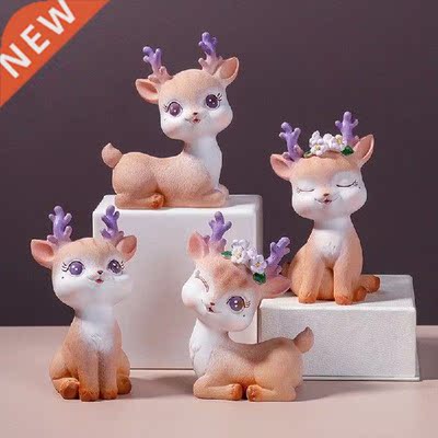 Cute Cartoon Plum Deer Sculptures Ornament Can Be Used As