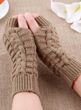 Half Finger Gloves for Women Winter Soft Warm Wool Knitting