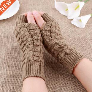 Half Finger Gloves for Women Winter Soft Warm Wool Knitting