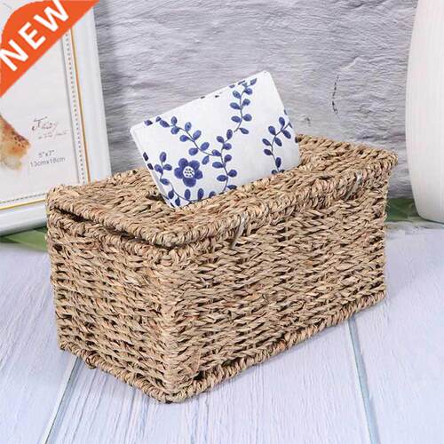 Retro Desktop Straw Tssue Storage Box Lvng Room Bathroom