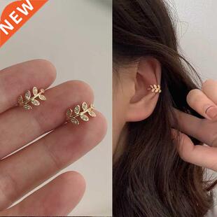 Faion Gold Leaf Clip Earring For Women Without Piercing Pu