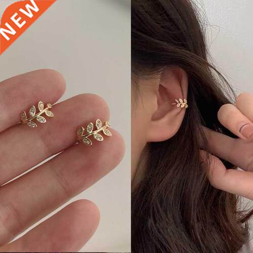 Faion Gold Leaf Clip Earring For Women Without Piercing Pu