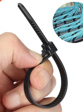 100Pcs Black Nylon Plaic Releasable Reusable Cable Tie Zip
