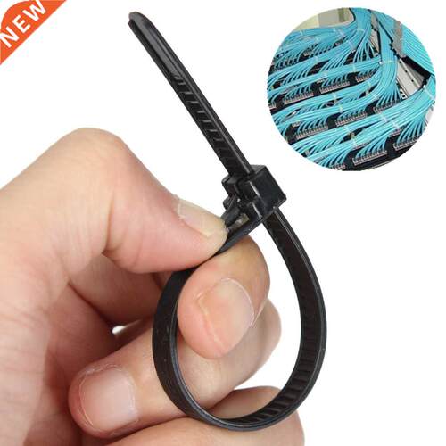 100Pcs Black Nylon Plaic Releasable Reusable Cable Tie Zip