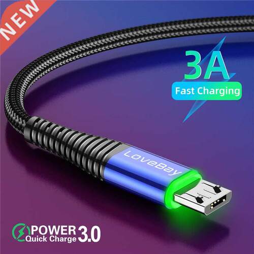 Lovebay LED 2M Micro USB Cable A QC .0 Quick Charge Wire F