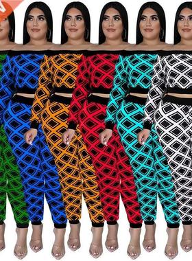 xl-5xl plus size women's sports fashion suit大码女士运动套装