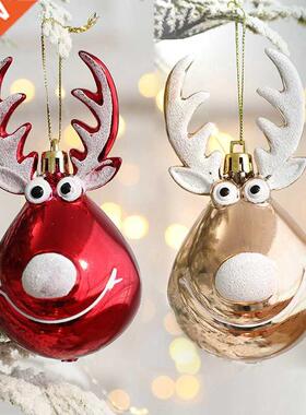 2pcs Elk Christmas Balls Ornaments Bauble Pendant Xmas Tree