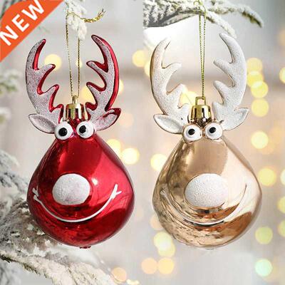 2pcs Elk Christmas Balls Ornaments Bauble Pendant Xmas Tree