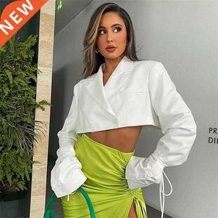 Yimunancy Women Blazer V Neck Long Sleeve Cropped Blazer 202