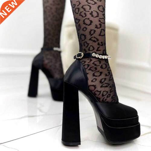 New Fashion Women Pumps Retro Mary Janes Chunky Heels Sandal