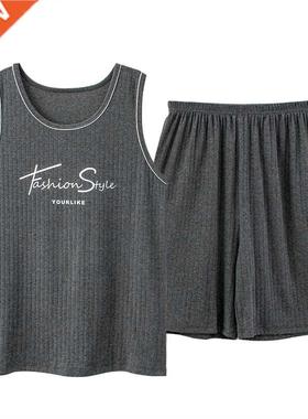 2022 New Style Men's Pajamas Set Summer Thin Cotton Male Paj