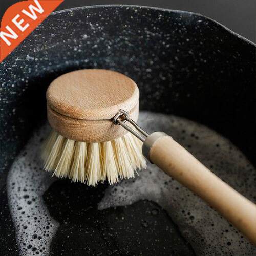 Natural Bamboo Handle Kitchen Cleaning Brush Sisal Bristles