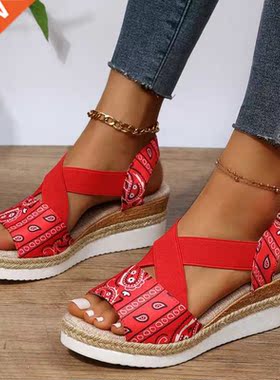 2022 Women's Thick Bottom Faion Wedges Sandals Peep Toe La