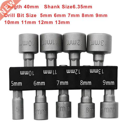 Power Nut Driver Drill Bit 9pcs 5-13mm 1/4 Hex Shank Socket