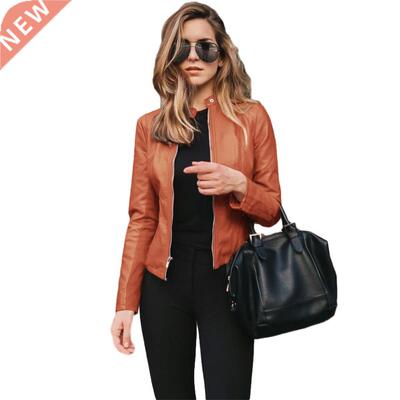 Allukasa Women Bike Coat PU Leather Outwear Zipper Outfit