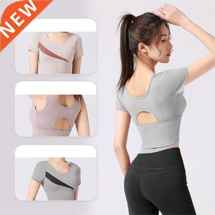 Short Sleeve Crop Tops Yoga Running Shirts Gym Workout