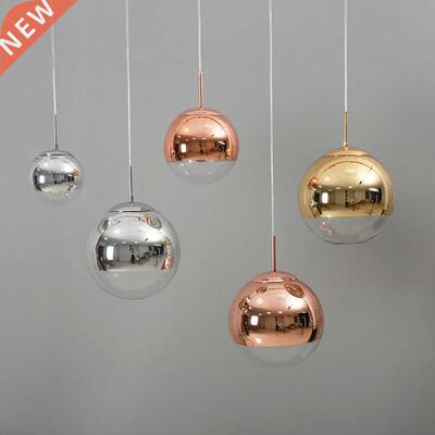 Modern Pendant Lights Silver Mirror Ball Hanglamp Globe Glas