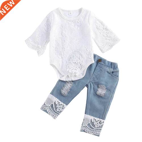 Kids Baby Girls' Long Sleeve Lace Romper Suit, Triangle Crot