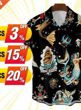 2022 New shirts for men Summer Floral Elements d Digital Pr