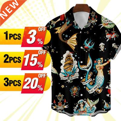 2022 New shirts for men Summer Floral Elements d Digital Pr