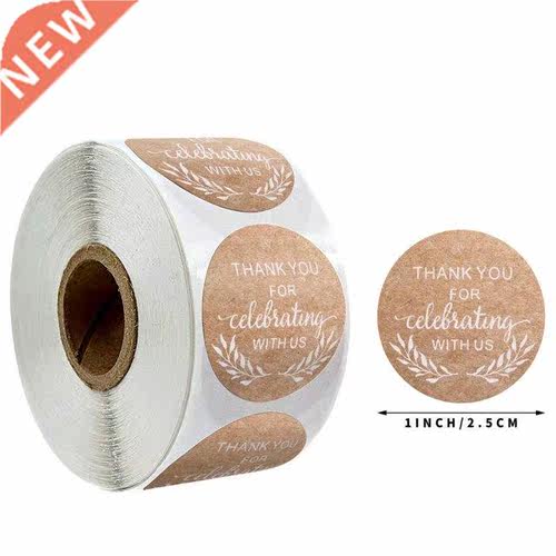 100-500pcs Round Thank You Stickers Scrapbooking Kraft Stick