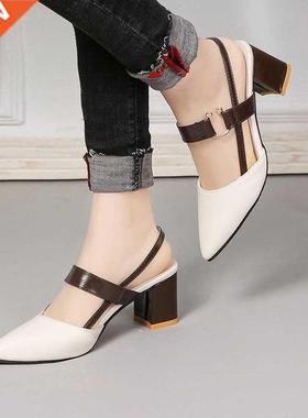 2022 Sandals Women's Summer New Pointy Chunky Sandals Large