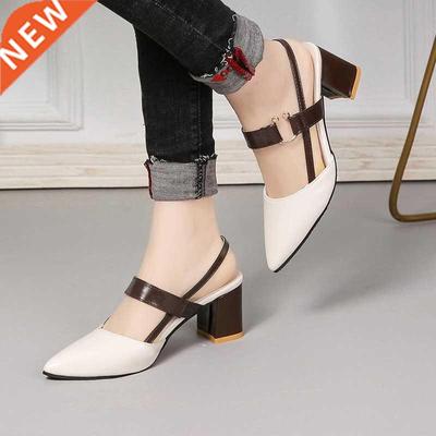 2022 Sandals Women's Summer New Pointy Chunky Sandals Large