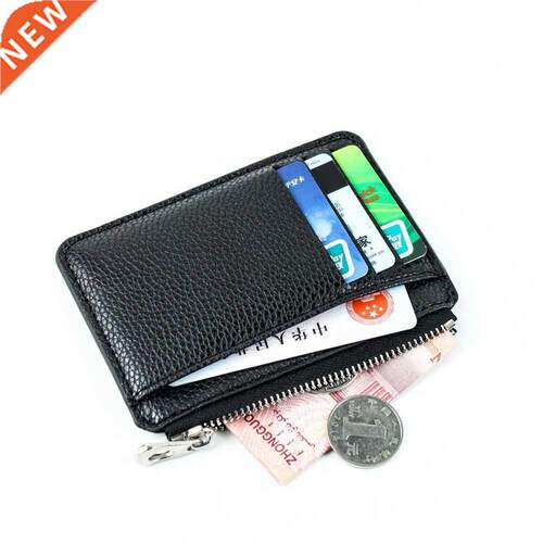 Slim Wallet Purse PU Leather Women Men Card Holder Unisex Zi