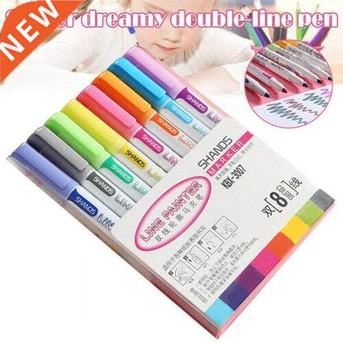 Double Line Outline Metallic Markers Shimmer Paint Pens For