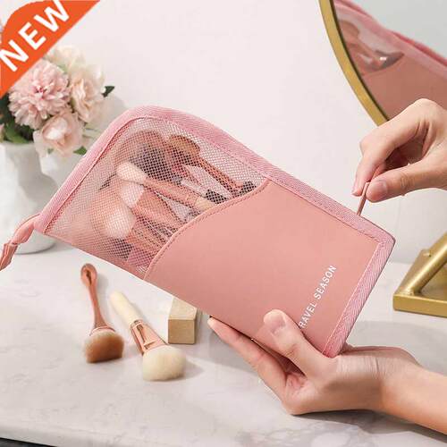 Cosmetic Bag Portable Make Up Case For Travel Pink Storage B