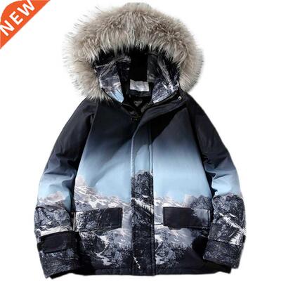 Harajuku Japan yle Winter Jacket Men Print Set Fashion Par