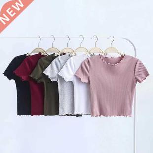 Vintage Wood ears O neck Short sleeve T-shirt 2021 New Woman