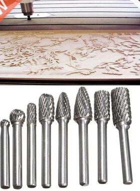 8pcs 6mm Shank Tungsten Carbide Carving Burrs Bit Double Cut