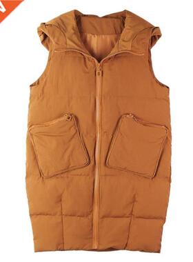 Winter Women Vest Long Cotton Jacket Loose Oversize Warm Bre