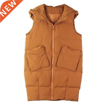 Winter Women Vest Long Cotton Jacket Loose Oversize Warm Bre